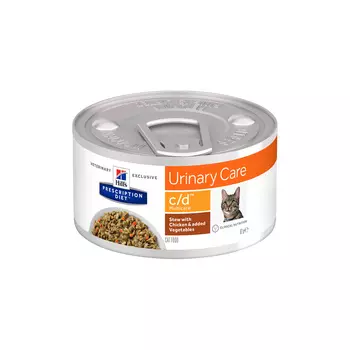 Prescription Diet c/d Multicare, влажный диетический корм в виде рагу для кошек при профилактике мочекаменной болезни (мкб), с курицей и добавлением овощей (82 г)