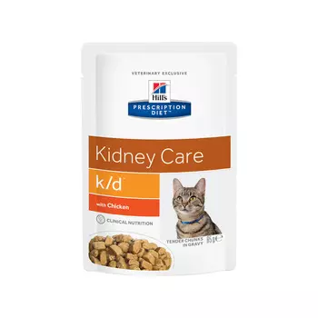 Hill's вет.консервы prescription Diet k/d Kidney Care влажный диетический корм для кошек при хронической болезни почек, с курицей (85 г)