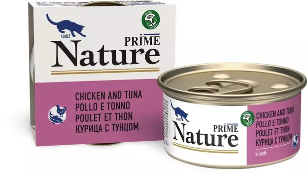 Prime Nature консервы для кошек: курица с тунцом в бульоне (1 шт)