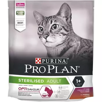 Purina Pro Plan для взрослых стерилизованных кошек и кастрированных котов, с высоким содержанием утки и c печенью (1,67 кг)