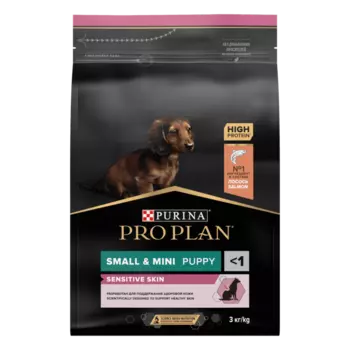 PRO PLAN® сухой корм для щенков мелких и карликовых пород с чувствительной кожей, с высоким содержанием лосося, SENSITIVE SKIN (700 г)