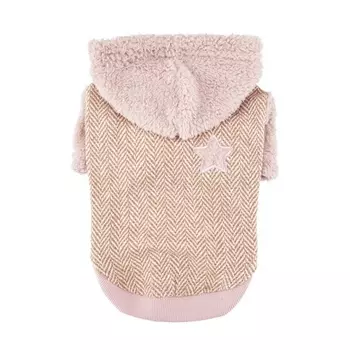 Puppia худи с капюшоном с узором "Елочка" и аппликацией "Полярная звезда", розовый (S)