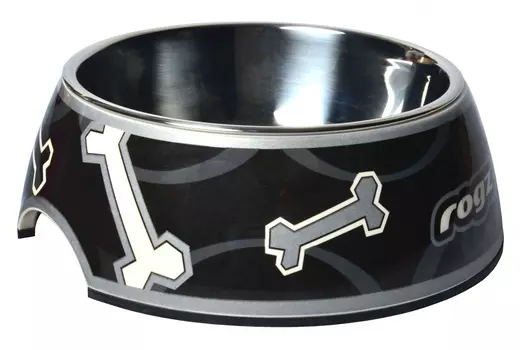 Rogz миска 2в1 BUBBLE BOWLZ "Черная косточка" (160 мл)