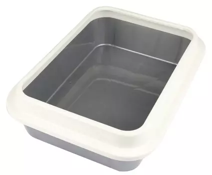 Сибирская кошка туалет для кошек глубокий с бортиком, серебро (37х27,5х10 см)