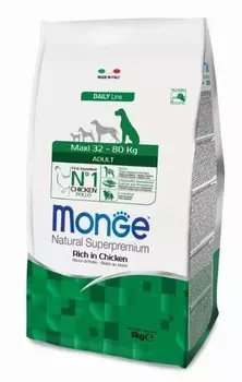 Корм Monge сухой корм для взрослых собак крупных пород, с курицей (12 кг)
