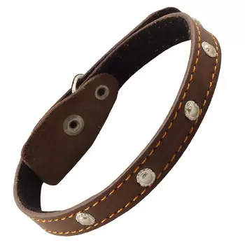 Triol ошейник кожаный на синтепоне с украшением (15х410 мм)