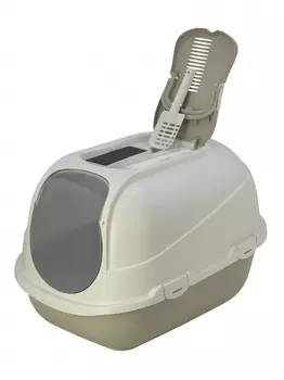 Туалет-домик Mega Comfy с совком и угольным фильтром, 65,7x49,3х47, теплый серый (2,6 кг)