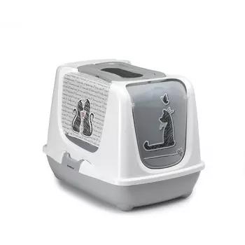 Туалет-домик Trendy cat "Влюбленные коты" с угольным фильтром и совком, 50х39,5х37,5 см (1,5 кг)