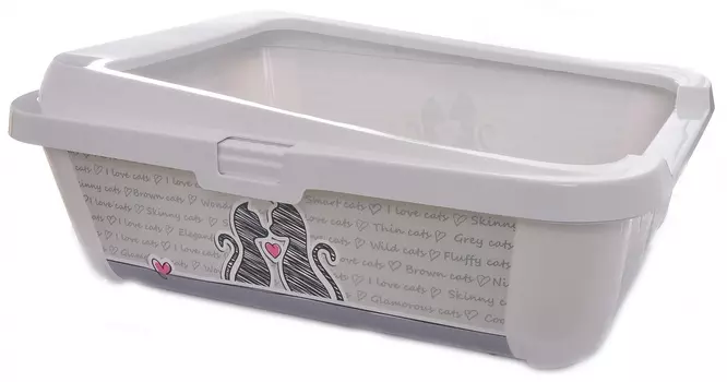 Moderna туалет-лоток геркулес с бортами, влюбленные коты 51х39х19 (800 г)