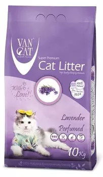 Van Cat комкующийся наполнитель без пыли с ароматом лаванды, пакет (20 кг)