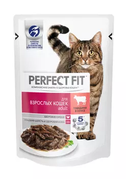 Влажный корм для взрослых кошек с говядиной в соусе (85 г)