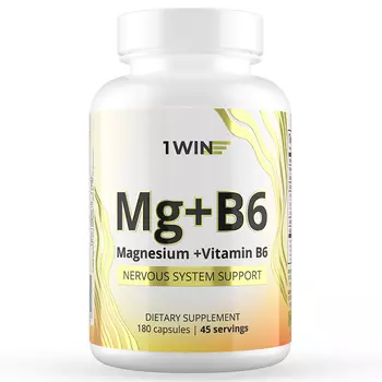 1Win Комплекс «Магния цитрат с витамином B6», 180 капсул (1Win, Vitamins &amp; Minerals)