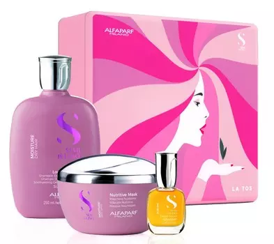 ALFAPARF MILANO Подарочный набор Moisture Dry Hair: шампунь 250 мл + маска 200 мл + масло против секущихся волос 15 мл (ALFAPARF MILANO, Уход)