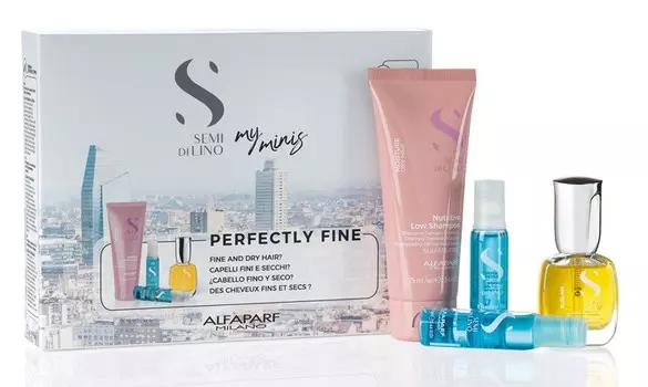 ALFAPARF MILANO Подарочный набор My Minis Perfectly Fine: шампунь 75 мл + увлажняющее масло 2 х 13 мл + масло против секущихся волос 15 мл (ALFAPARF MILANO, Уход)