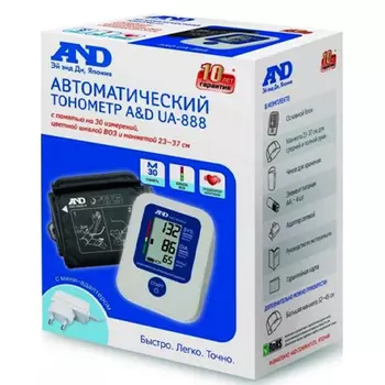 AND Тонометр UA-888AC автомат с адаптером манжета 23-37 см (AND, Тонометр автоматический)