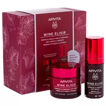 Apivita Набор для лифтинга: крем с насыщенной текстурой + сыворотка (Apivita, Wine Elixir)