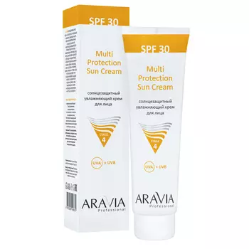 Aravia Professional Cолнцезащитный увлажняющий крем для лица Multi Protection Sun Cream SPF 30, 100 мл (Aravia Professional, Уход за лицом)