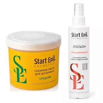 Aravia Professional Start Epil Комплект Сахарная паста для депиляции "Средняя" 750 гр + Лосьон перед депиляцией с экстрактом мелиссы и маслом сладкого миндаля 200 мл (Aravia Professional, Spa Депиляция)