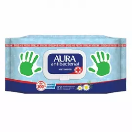 Aura Влажные салфетки антибактериальные Derma Protect с ромашкой и с крышкой 72 шт (Aura, Влажные салфетки)