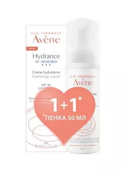 Avene Набор Гидранс UV Риш Насыщенный крем SPF30, 40 мл + Очищающая пенка 50 мл (Avene, Hydrance)