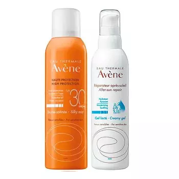Avene Набор: Солнцезащитный невесомый масло-спрей SPF 30, 150 мл + Восстанавливающее молочко после солнца 200 мл (Avene, Suncare)