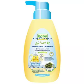 Baby line Средство для купания и шампунь с морскими водорослями для детей с первых дней жизни с дозатором 500 (Baby line, Для купания)