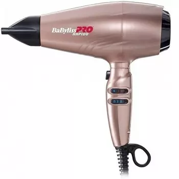 Babyliss Фен розовое золото 2200Вт с ионизацией 3 насадками + глушитель и диффузор 1 шт (Babyliss, Фены)