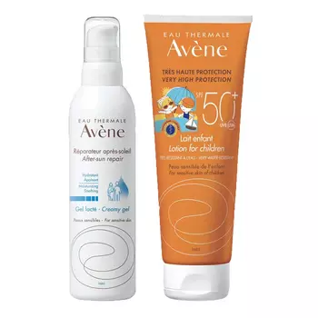 Beauty сеты Набор солнцезащитных средств: детское молочко для чувствительной кожи SPF50+, 250 мл + восстанавливающий крем-гель, 200 мл (Beauty сеты, )