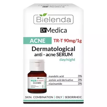 Bielenda Дерматологическая анти-акне сыворотка для лица день-ночь, 30 мл (Bielenda, Dr Medica)