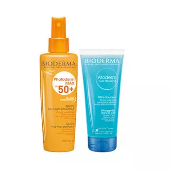 Bioderma Набор: Фотодерм Mах Спрей SPF 50+, 200 мл + Атодерм Гель для душа 100 мл (Bioderma, Photoderm)