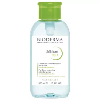 Bioderma Мицеллярная вода для жирной и проблемной кожи с помпой, 500 мл (Bioderma, Sebium)