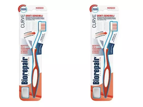 Biorepair Набор Зубная щетка для чувствительных зубов CURVE Denti Sensibili (мягкая)*2 штуки (Biorepair, Уход за зубами)