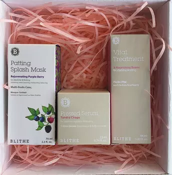 Blithe Подарочный набор "Питание и восстановление": омолаживающая маска 70 мл + эссенция 54 мл + сыворотка 22 мл, 1 шт (Blithe, Сияй)