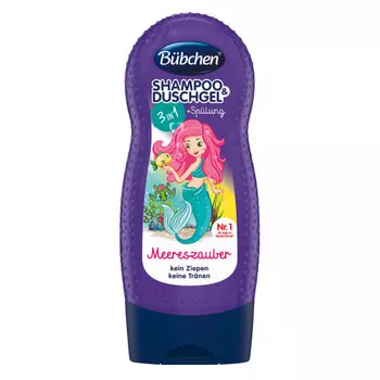 Bubchen Детский шампунь, ополаскиватель и гель для душа 3 в 1 «Русалочка», 230 мл (Bubchen, Купание и умывание)