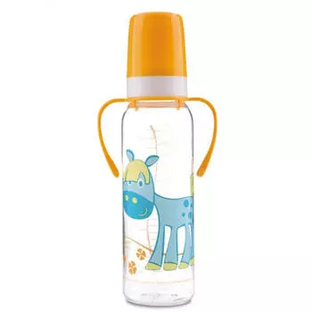 Canpol Тритановая бутылочка с ручками, силиконовой соской Cheerful animals (BPA 0%) 12+, 250 мл (Canpol, Бутылочки)