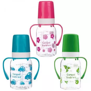 Canpol Тритановая бутылочка с ручками, силиконовой соской (BPA 0%) 3+, 120 мл (Canpol, Бутылочки)