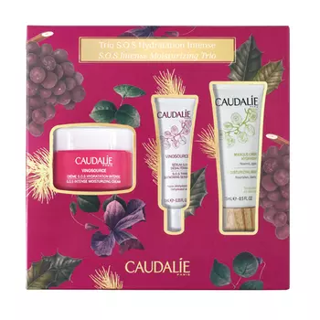 Caudalie Набор для интенсивного увлажнения кожи Vinosource: Интенсивно увлажняющий S.O.S. крем 50 мл + Сыворотка S.O.S. увлажняющая 10 мл + Увлажняющая маска-крем 15 мл (Caudalie, Vinosource)