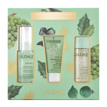 Caudalie Набор для жирной и комбинированной кожи Vinopure: Сыворотка для сужения пор 30 мл + Очищающий тоник 50 мл + Очищающий гель для умывания 30 мл (Caudalie, Vinopure)