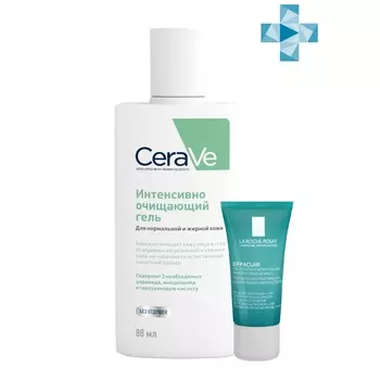 CeraVe Набор: Очищающий гель CeraVe для нормальной и жирной кожи, 88 мл + Микроотшелушивающий очищающий гель Effaclar, 15 мл (CeraVe, Очищение кожи)