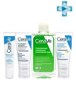 CeraVe Набор Универсальный: Очищающая мицеллярная вода 295 мл + Лосьон для лица 52 мл + Лосьон для лица SPF25, 52 мл + крем для области вокруг глаз 14 мл (CeraVe, Увлажнение кожи)