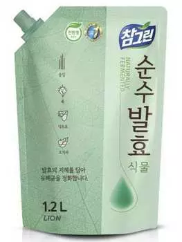 Cj Lion Средство для мытья посуды, овощей и фруктов Chamgreen Pure Fermentation Горные травы 1200 мл (Cj Lion, Для посуды)