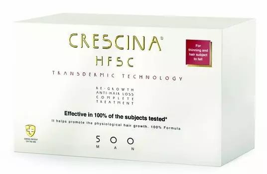 Crescina 500 Комплекс Transdermic для мужчин: лосьон для возобновления роста волос №20 + лосьон против выпадения волос №20 (Crescina, Transdermic)