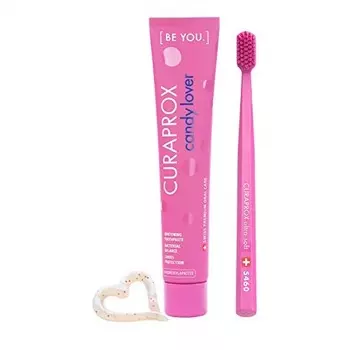 Curaprox Набор зубная паста "Любитель конфет" со вкусом арбуз 90 мл + ультрамягкая зубная щетка 1 шт (Curaprox, Наборы)