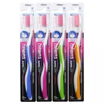 Dental Care Зубная щетка cо сверхтонкой двойной щетиной (средней жесткости и мягкой) и изогнутой ручкой "Фтор" (Dental Care, Зубные щетки)