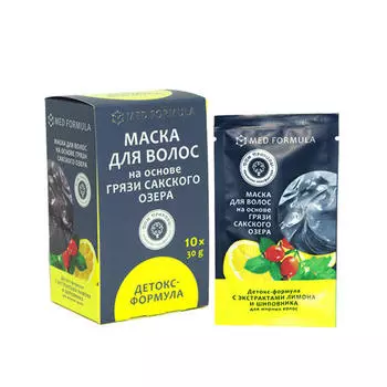 Дом природы Маски для волос на основе грязи Сакского озера Детокс формула 10 саше по 30 гр (Дом природы, Маски на основе грязи Сакского озера)