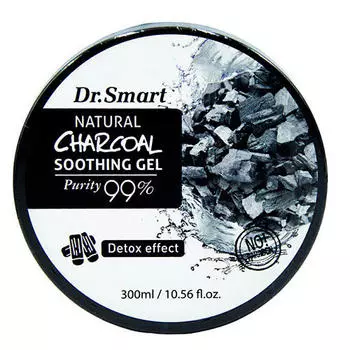 Dr. Smart Гель для лица и тела с древесным углем Детокс Natural Charcoal Soothing Gel 99%, 300 мл (Dr. Smart)