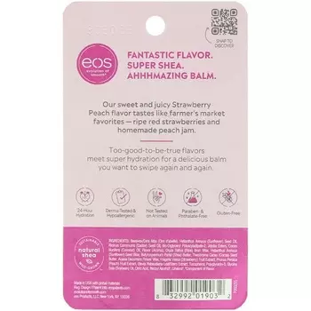 EOS Бальзам для губ с клубникой и персиком (на картонной подложке) 7 г (EOS, Lip Balm)