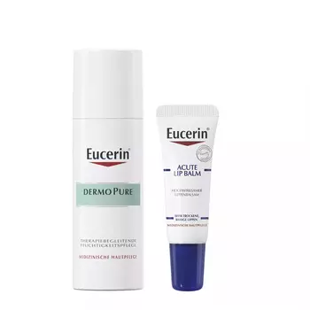 Eucerin Набор успокаивающий для проблемной кожи: бальзам для губ 10 мл + крем 50 мл (Eucerin, DermoPure)