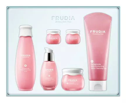 Frudia Подарочный набор «Интенсивное питание и омоложение с гранатовой линией» (пенка-суфле 145 мл +тоник 195 мл + сыворотка 50 г + крем 55 г + крем 2 шт х 10 г) (Frudia, Сияние с гранатом)