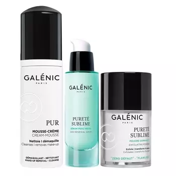 Galenic 1-2-3 шага к идеальной коже: Крем-мусс 150 мл + Скраб-пудра 30 гр + Сыворотка для обновления кожи 30 мл (Galenic, Pureté Sublime)